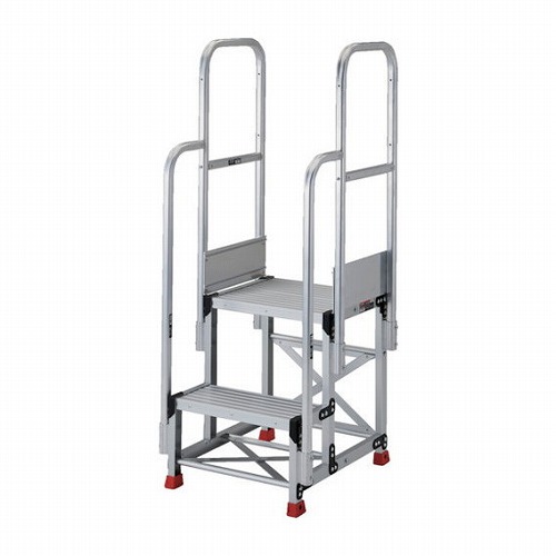 TRUSCO アルミ製作業用踏台 2段 高サ0.6m 天板寸法500×400 ステップ奥行300mm 階段両手スリ付キ TRUSCO TSF25306TR300 工事 照明用品 はしご 脚立 作業台(代引不可)【送料無料】