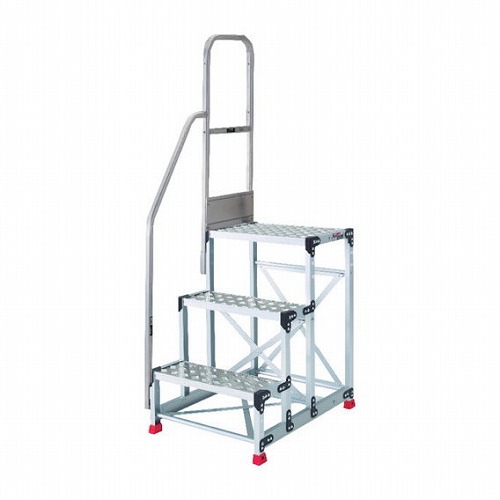TRUSCO アルミ製作業用踏台 縞板タイプ 3段 高サ0.75m 天板寸法600×400 段高250mm 階段片手スリ付キ TRUSCO TSFC3675TK250 工事 照明用品 はしご 脚立 作業台(代引不可)【送料無料】
