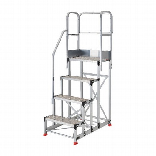 TRUSCO アルミ製作業用踏台 縞板タイプ 4段 高サ1.2m 天板寸法600×400 段高300mm 階段片手スリ天場三方付キ TRUSCO TSFC4612TKS300 工事 照明用品 はしご 脚立 作業台(代引不可)【送料無料】の通販は 95,359円