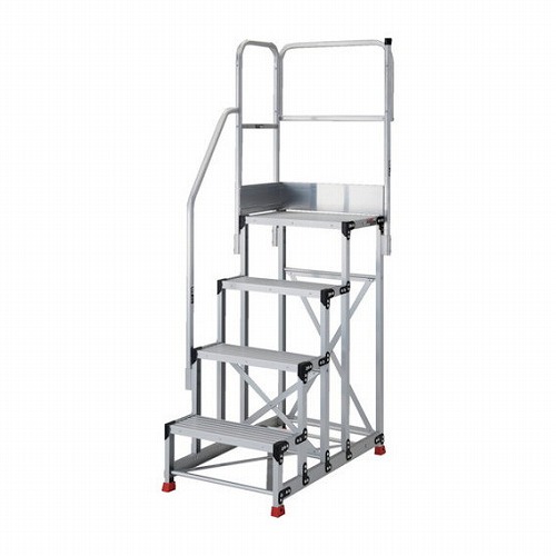 TRUSCO アルミ製作業用踏台 4段 高サ1.2m 天板寸法600×400 段高300mm 階段片手スリ天場二方付キ TRUSCO TSF4612TKL300 工事 照明用品 はしご 脚立 作業台(代引不可)【送料無料】の通販は