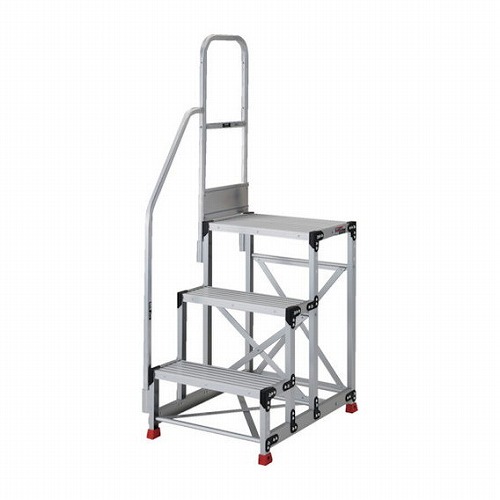 TRUSCO アルミ製作業用踏台 3段 高サ0.75m 天板寸法800×400 段高300mm 階段片手スリ付キ TRUSCO TSF389TK300 工事 照明用品 はしご 脚立 作業台(代引不可)【送料無料】