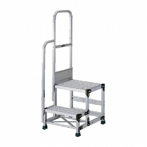 TRUSCO アルミ製作業用踏台 グレーチングタイプ 2段 高サ0.5m 天板寸法500×400 段高250mm 階段片手スリ付キ TRUSCO TSFGR255TK250 工事 照明用品 はしご 脚立 作業台(代引不可)【送料無料】