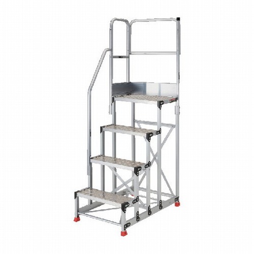 TRUSCO アルミ製作業用踏台 縞板タイプ 4段 高サ1.0m 天板寸法600×400 段高250mm 階段片手スリ天場二方付キ TRUSCO TSFC4610TKL250 工事 照明用品 はしご 脚立 作業台(代引不可)【送料無料】の通販は