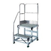 TRUSCO アルミ製作業用踏台 縞板タイプ 2段 高サ0.7m 天板寸法500×400 段高350mm 階段片手スリ天場二方付キ TRUSCO TSFC257TKL350 工事 照明用品 はしご 脚立 作業台(代引不可)【送料無料】