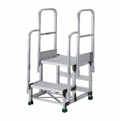 TRUSCO アルミ製作業用踏台 グレーチングタイプ 2段 高サ0.5m 天板寸法500×400 段高250mm 天場二方手スリ付キ TRUSCO TSFGR255TL250 工事 照明用品 はしご 脚立 作業台(代引不可)【送料無料】