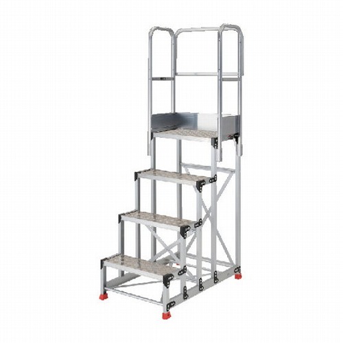 TRUSCO アルミ製作業用踏台 縞板タイプ 4段 高サ1.2m 天板寸法600×400 段高300mm 天場三方手スリ付キ TRUSCO TSFC4612TS300 工事 照明用品 はしご 脚立 作業台(代引不可)【送料無料】の通販は