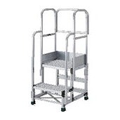 TRUSCO アルミ製作業用踏台 グレーチングタイプ 2段 高サ0.5m 天板寸法500×400 段高250mm フルセット手スリ付キ TRUSCO TSFGR255TF250 工事 照明用品 はしご 脚立 作業台(代引不可)【送料無料】