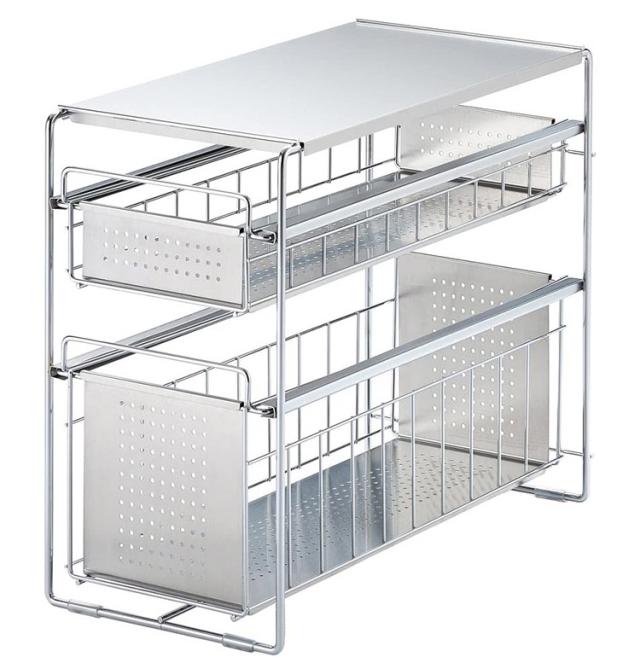 燕三条 シンク下スライド収納ラック 2段 幅20 奥行43.5 高さ35.5 日本