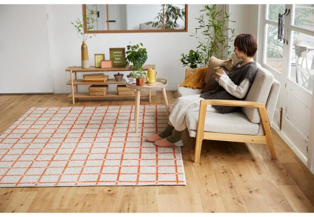 日本製 ラグ 185×240cm 滑り止め オセロ チェック柄 カラーライン