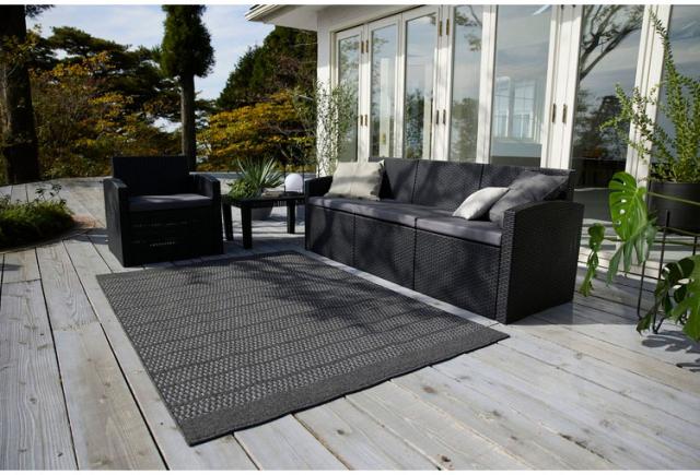 ラグ ブレイド 140×200cm カーペット 国産 日本製 ラグマット 屋外 ベランダ バルコニー 防炎 透水 対光 防カビ 遊び毛防止 シンプル ナチュラル 北欧 ブラック ブラウン 無地 ペット(代引不可)【送料無料】