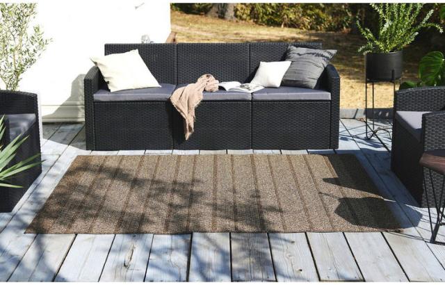 ラグ ブレイド 140×200cm カーペット 国産 日本製 ラグマット 屋外 ベランダ バルコニー 防炎 透水 対光 防カビ 遊び毛防止 シンプル ナチュラル 北欧 ブラック ブラウン 無地 ペット(代引不可)【送料無料】