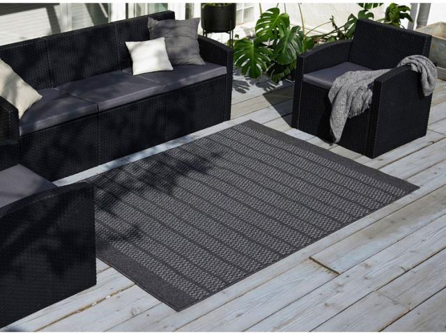 ラグ ブレイド 140×200cm カーペット 国産 日本製 ラグマット 屋外 ベランダ バルコニー 防炎 透水 対光 防カビ 遊び毛防止 シンプル ナチュラル 北欧 ブラック ブラウン 無地 ペット(代引不可)【送料無料】