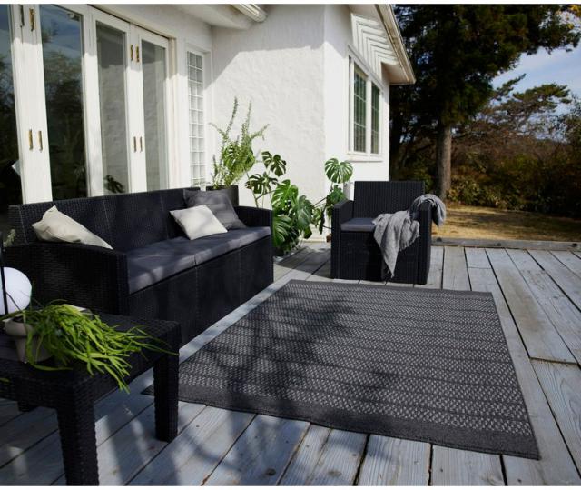 ラグ ブレイド 140×200cm カーペット 国産 日本製 ラグマット 屋外 ベランダ バルコニー 防炎 透水 対光 防カビ 遊び毛防止 シンプル ナチュラル 北欧 ブラック ブラウン 無地 ペット(代引不可)【送料無料】