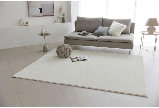 ラグ ハク 190×240cm カーペット 国産 日本製 ラグマット リビング ペット シンプル 防炎 消臭 床暖対応 ホットカーペット対応 遊び毛防止 韓国 ベージュ グレー ホワイト 白 グレージュ 新生活(代引不可)【送料無料】_2