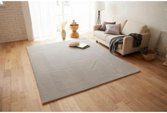ラグ ハク 190×240cm カーペット 国産 日本製 ラグマット リビング ペット シンプル 防炎 消臭 床暖対応 ホットカーペット対応 遊び毛防止 韓国 ベージュ グレー ホワイト 白 グレージュ 新生活(代引不可)【送料無料】_6