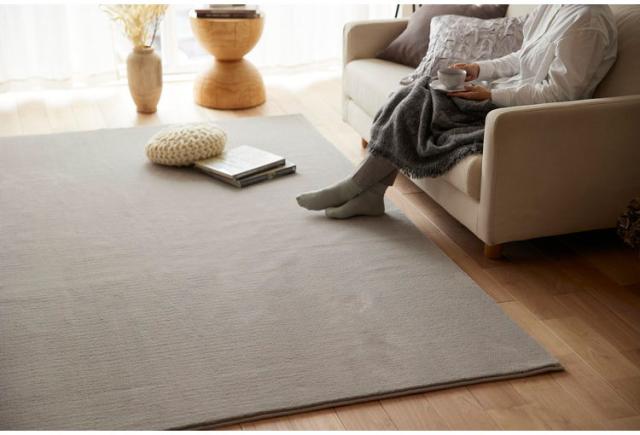 ラグ ハク 190×240cm カーペット 国産 日本製 ラグマット リビング ペット シンプル 防炎 消臭 床暖対応 ホットカーペット対応 遊び毛防止 韓国 ベージュ グレー ホワイト 白 グレージュ 新生活(代引不可)【送料無料】_7