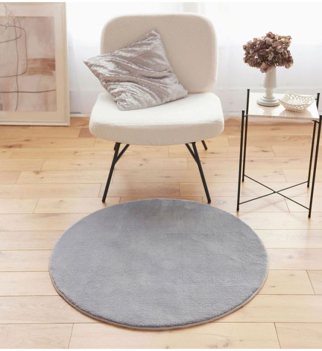 ラグ ハク 90×90cm カーペット 国産 日本製 ラグマット リビング ペット シンプル 防炎 消臭 床暖対応 ホットカーペット形 丸型 遊び毛防止 韓国 ベージュ グレー ホワイト 白 グレージュ(代引不可)【送料無料】_1