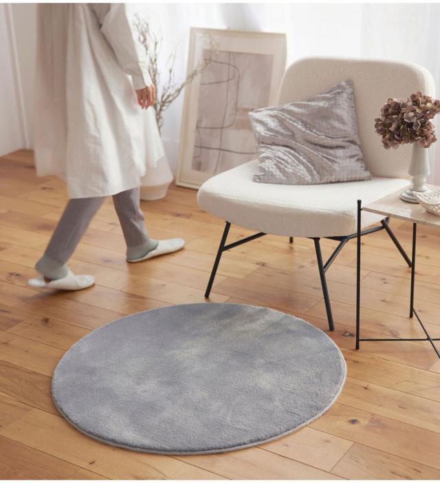 ラグ ハク 90×90cm カーペット 国産 日本製 ラグマット リビング ペット シンプル 防炎 消臭 床暖対応 ホットカーペット形 丸型 遊び毛防止 韓国 ベージュ グレー ホワイト 白 グレージュ(代引不可)【送料無料】_2