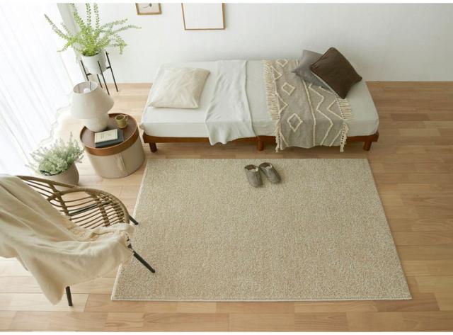 ラグ ルネ 130×190cm カーペット 国産 日本製 ラグマット リビング ペット シンプル 防炎 消臭 床暖対応 ホットカーペット対応 遊び毛防止 ベージュ ブルー ブルーグレー モーヴ オリーブ 新生活(代引不可)【送料無料】_2