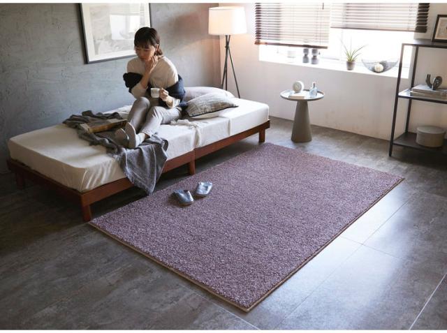 ラグ ルネ 130×190cm カーペット 国産 日本製 ラグマット リビング ペット シンプル 防炎 消臭 床暖対応 ホットカーペット対応 遊び毛防止 ベージュ ブルー ブルーグレー モーヴ オリーブ 新生活(代引不可)【送料無料】_6