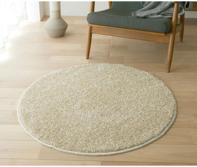 ラグ ルネ 90×90cm カーペット 国産 日本製 ラグマット リビング ペット シンプル 防炎 消臭 床暖対応 ホットカーペット形 丸型 遊び毛防止 ベージュ ブルー ブルーグレー モーヴ オリーブ(代引不可)【送料無料】_1