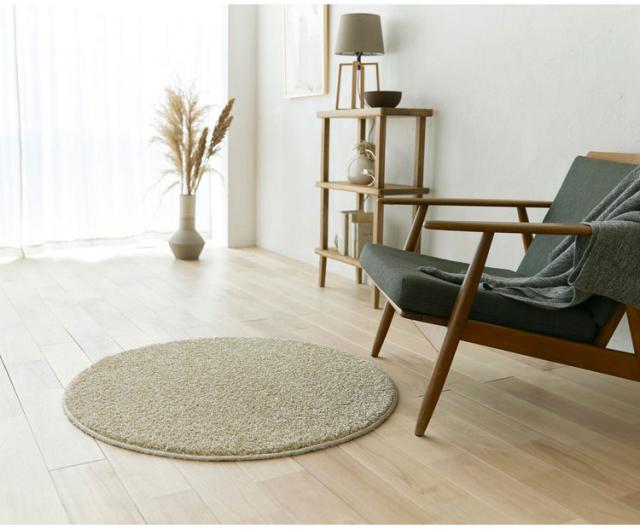 ラグ ルネ 90×90cm カーペット 国産 日本製 ラグマット リビング ペット シンプル 防炎 消臭 床暖対応 ホットカーペット形 丸型 遊び毛防止 ベージュ ブルー ブルーグレー モーヴ オリーブ(代引不可)【送料無料】_2