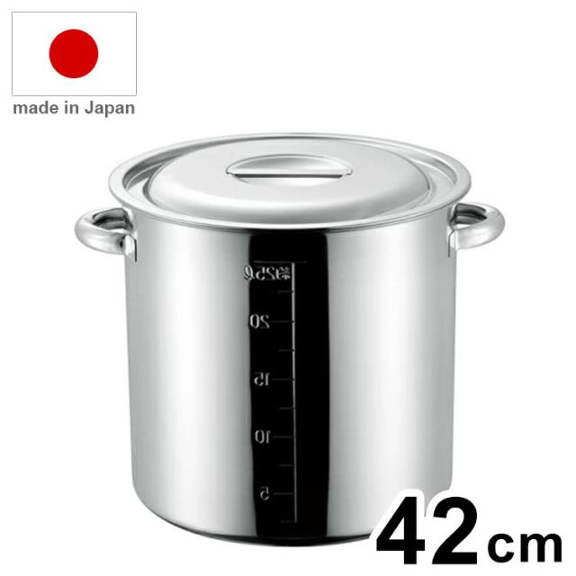 日本製 AG 18-8 目盛付寸胴鍋 42cm手付 寸胴 寸胴鍋 業務用 鍋【送料無料】