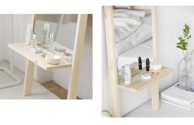 Roomnhome 棚付き 姿見 ミラー 全身 スタンドミラー 30×159×16.5cm 収納付 ドレッサー 化粧鏡 化粧ミラー 全身鏡 収納 フィンランド産パイン材使用 飛散防止 【公式販売店】(代引不可)【送料無料】