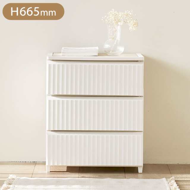 roomnhome テンバー チェスト お洒落 ウッド天板 ストッパー付きプラスチック 引き出し タンス 収納ボックス リビング 3段 リビングチェスト 韓国インテリア(代引不可)【送料無料】の通販は