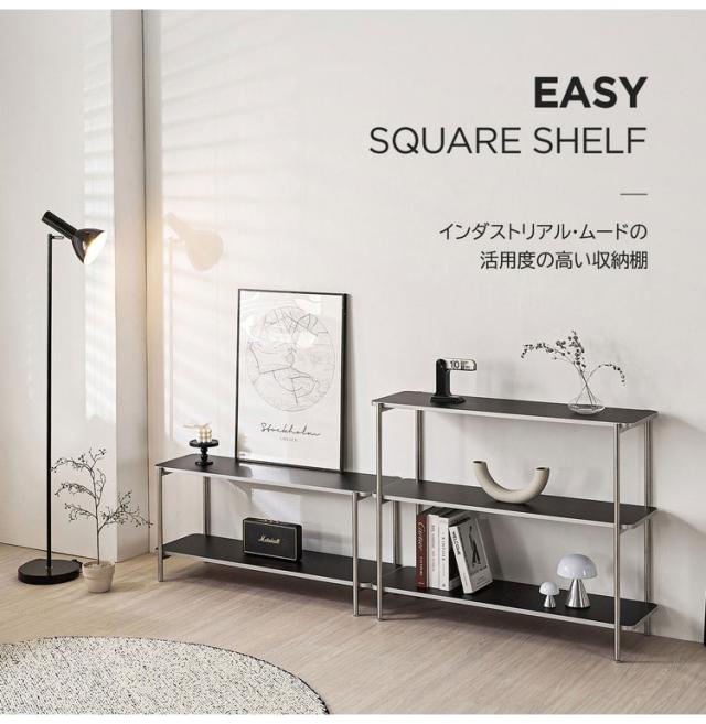 roomnhome イージー ディスプレイラック オープンシェルフ 幅100 ステンレス ラック オープンラック 3段 スマート ローボード サイドボード サイドデスク ディスプレイ 棚 韓国インテリア【送料無料】_1