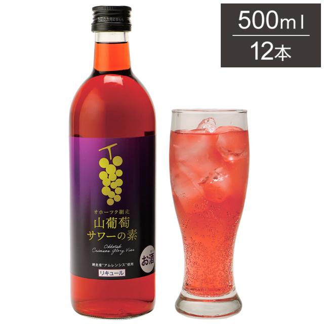 オホーツク 網走 山葡萄サワーの素 1ケース 500ml 12本 リキュール サワー ブドウサワー 網走ビール 北海道 網走 クラフトビール 日本 国産 瓶 炭酸 チューハイ(代引不可)【送料無料】 その他果実系