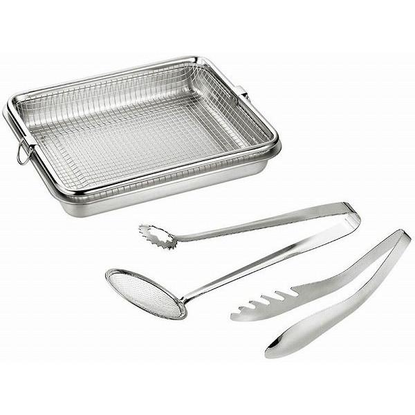 日本製 燕三条 バット&角ザル・トング付(代引不可)【送料無料】の通販は 5,115円