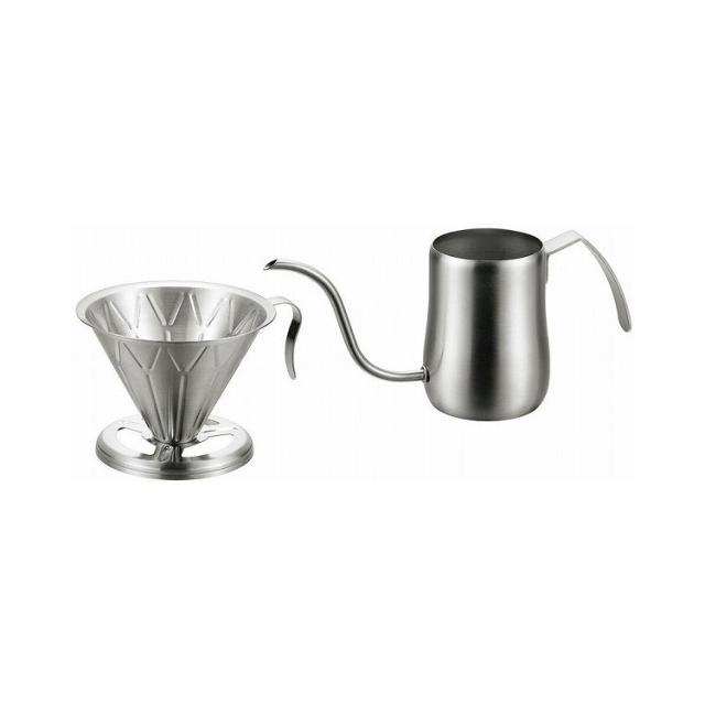 日本製 燕三条 コーヒードリップポット420mlサテン&コーヒードリッパー(代引不可)【送料無料】