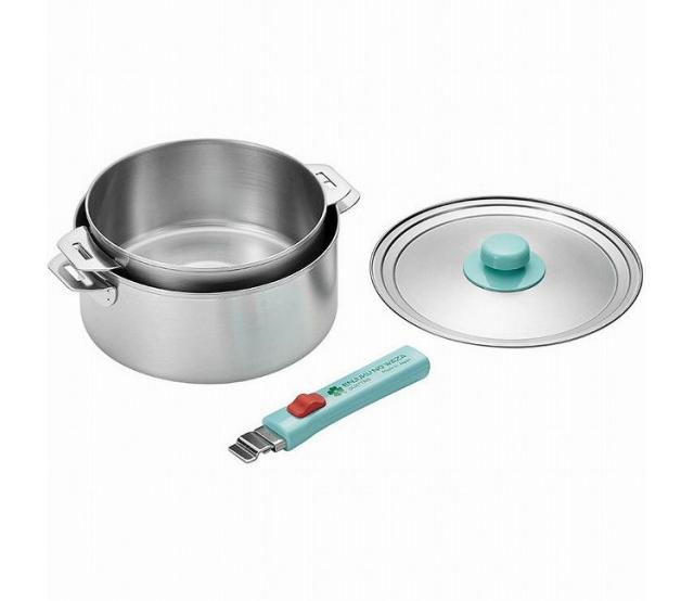 日本製 燕三条 ステンレス鍋18cm&20cm・着脱ハンドル・兼用蓋付(代引不可)【送料無料】_1