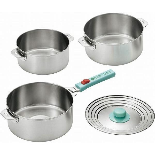 日本製 燕三条 ステンレス鍋16cm&18cm&20cm・着脱ハンドル・兼用蓋付(代引不可)【送料無料】