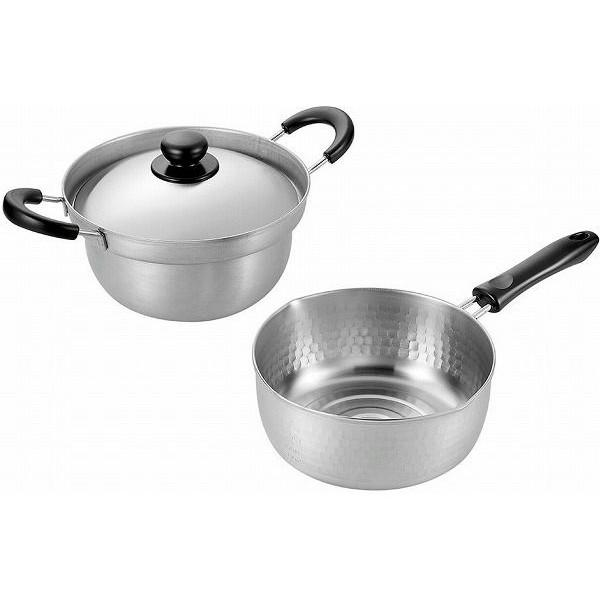 日本製 燕三条 ステンレス両手鍋20cm&amp;ゆきひら鍋20cm(代引不可)【送料無料】