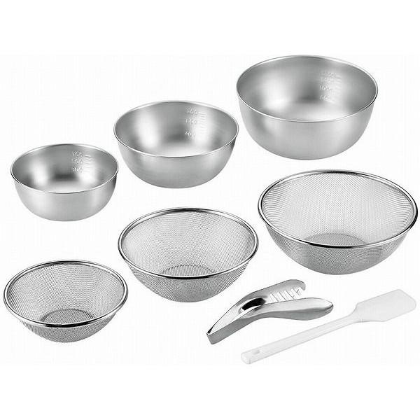 日本製 燕三条 ストロングメッシュザル6点セット (ストロングメッシュザル22cm&19cm&16cm&ボウル15cm&18cm&21cm)(代引不可)【送料無料】