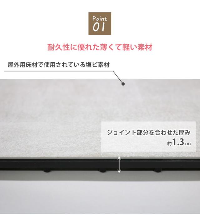 遮熱 タイルデッキ 300×300 2畳 ジョイントタイル 75%カット 庭 屋外 正方形 30cm角 マット 省エネ 防水 タイルデッキ 防草 ベランダ タイルパネル ベランダタイル 施工 明和グラビア【送料無料】_3