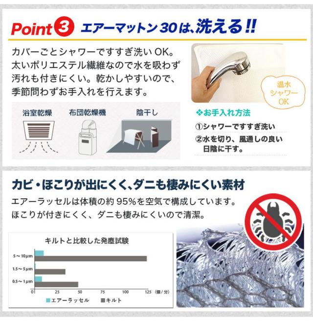エアーマットン30 高反発 マットレス 敷布団 シングル 日本製 軽量 ファインエアー 体圧分散 マット 国産 オーシン【送料無料】_6