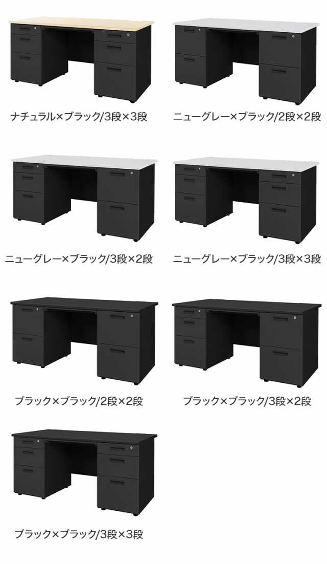 オフィスデスク 両袖机 幅140×奥行き70cm デスク 両袖デスク スチール