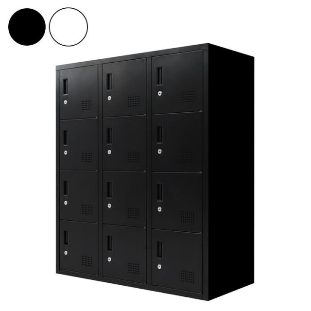 【※法人様限定販売】 ロッカー 12人用 3列4段 高さ105cm 工具不要で組み立て品 かぎ付き 更衣ロッカー スチール製 スチールロッカー 四人用 収納 スチールキャビネット 4人用ロッカー(代引不可)【送料無料】