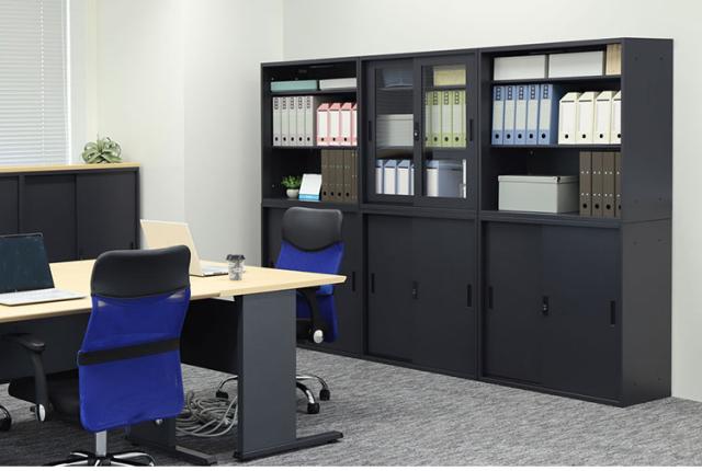 スチールキャビネット 鍵付き 2台セット ブラック オフィス収納 スチールキャビネット 鍵付き 2台セット ブラック オフィス収納