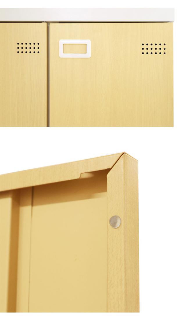 2人用ロッカー 更衣用木目ロッカー シリンダー錠タイプ SLB-LD-2-S2 オフィスロッカー スチールロッカー 横連結可能 可動ミラー付 送料無料 GL2M-LPI ナイキ 2人用スチールロッカー シリンダー錠タイプ