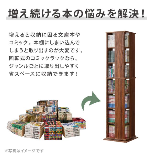 本棚 回転コミックラック 7段 CMRK-07 高さ159cm スリム 回転ラック 回転棚 本棚 書棚 回転収納 収納棚 本収納 コミックラック【送料無料_6