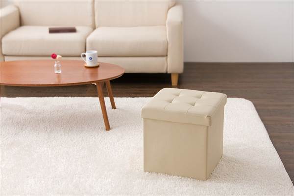 スツール 収納 正方形 38×38cm ボックス 折りたたみ PVCレザー