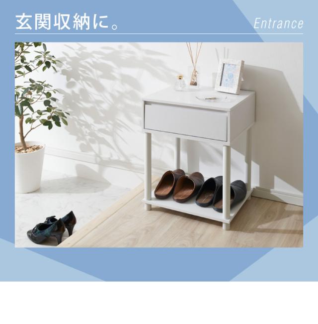 ヴィンテージ　サイドテーブル　大理石天板　引き出し／扉収納付き ヴィンテージ 木製サイドテーブル 引き出し/扉収納付き 大理石天板