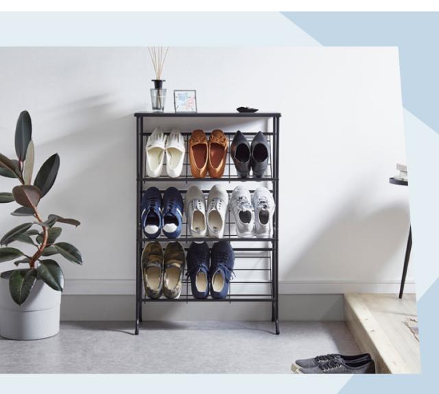 棚付き シューズラック 6足収納 幅60cm おしゃれな大理石柄 玄関