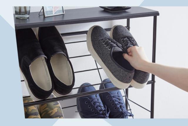 シューズラック 省スペース 大理石柄 木製 9段階 棚数高さ調節 収納棚