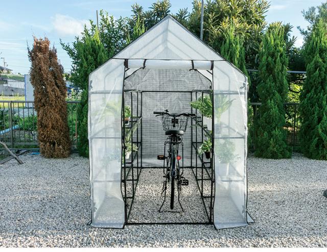 ビニール温室 大型 ラック付き 6段 214cm ブラック 組み立て簡単 工具不要 ビニールハウス サイクルハウス 自転車収納 フラワーラック ガーデンハウス フラワーハウス ラック ベランダ 家庭用【送料無料】
