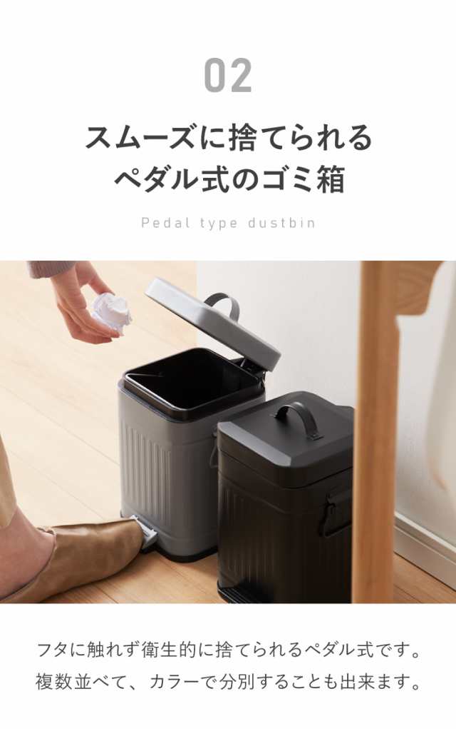 ゴミ箱 Galva(ガルバ)スクエアダストBOX 3L マットカラー ごみ箱 ふた